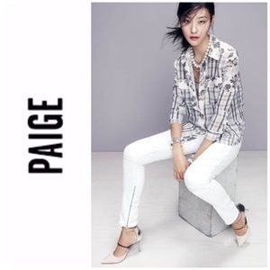 Paige Jeans Marley Optic White Moto Zipper